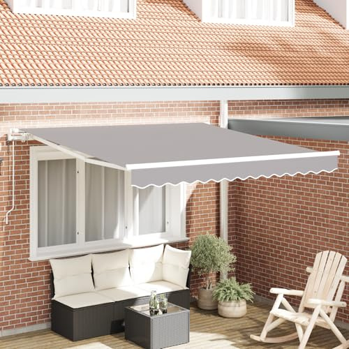 Automatische Einziehbare Markise Hellgrau 350x250 cm für Terrasse Balkon Sonnenschutz