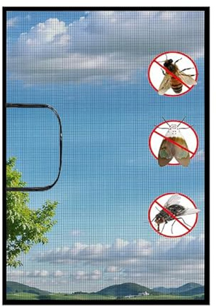 Custom Fly Screen for Windows with Zipper, Self-Adhesive Mosquito Net Insect Mesh, Indoor Cat Safety Netting, Balcony Window Cats Protection