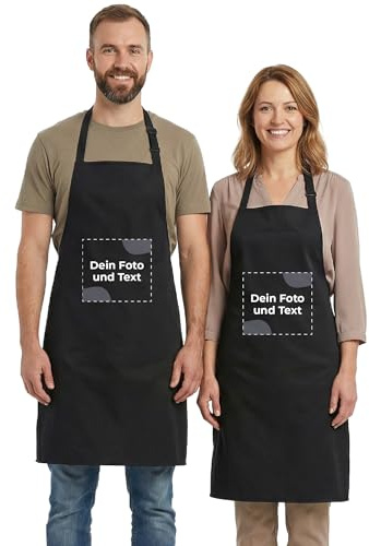 Cimpress Delantal personalizable con foto y texto, 86 x 72 cm, para Hombres y Mujeres, Talla única, Correa ajustable, Ideal para Cocina, Barbacoa, Eventos, Talleres