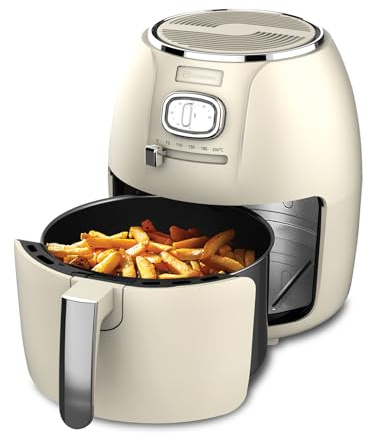Westinghouse Retro Serie Airfryer, 4L, Heißluftfritteuse, 1500 W, Schnell & einfach, antihaftbeschichtet & spülmaschinenfest, mit digitalem Timer, Weiß