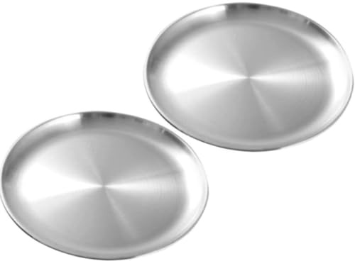 Stainless Steel Pizza Tray,2 Pcs 20cm Round Baking Sheet Pan for Oven | Heavy Duty Metal Plate for BBQ Picnic Camping,Dishwasher Safe Pizza Baking Pan