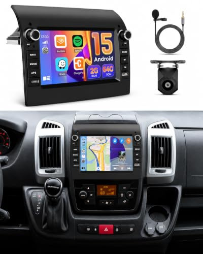 Ohradio 2G+64G Android 15 Radio Coche Fiat Ducato 2008-2015 7 CarPlay | Android Auto Inalámbrico. FM/RDS. BT. GPS. WiFi. SWC. Enlace Espejo. Cámara+MIC