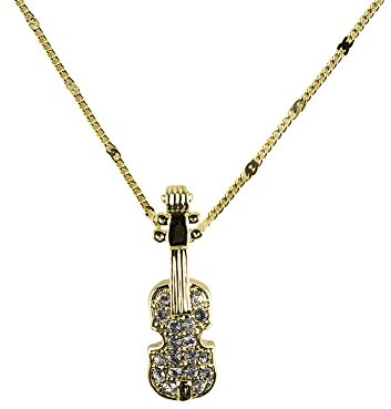 musaica Musical Geschenk – Gold & Kristall Violine Halskette Anhänger