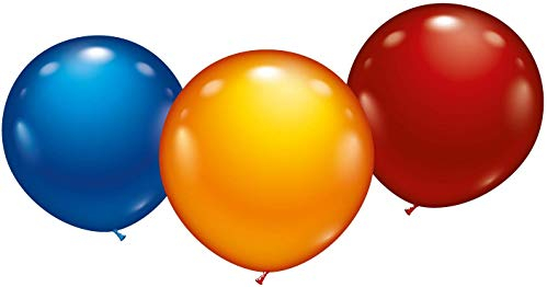 Karaloon 10015 I 3 x Maxi Ballons 45 cm I Riesen Luftballons blau, rot, gelb I Helium Ballons I Sehr große Luftballons für Kindergeburtstage & Partys