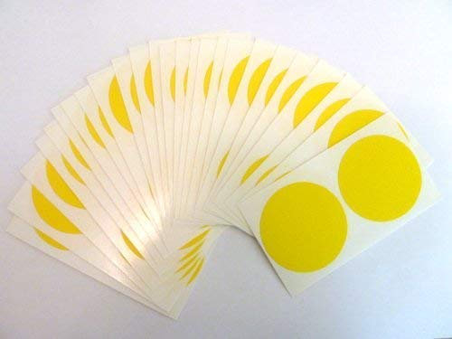 40 Labels, 50mm Diameter Round, Yellow, Plastic/Vinyl Colour Code Stickers, Self-Adhesive Sticky Dots