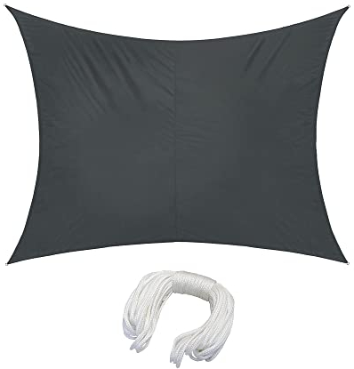 jarolift Toldo Vela Rectangular Impermeable Pantalla de Protección Solar y Privacidad para Jardín, Terraza, Balcón, 400 x 200 cm, Antracita