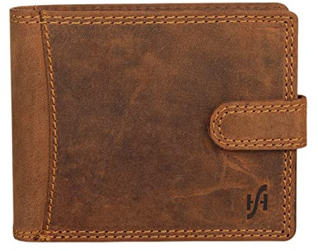 STARHIDE Portefeuille Vintage en Cuir pour Homme | Portefeuille de Protection RFID à Deux Volets | Porte-Carte d'identité et Poche pour pièces de Monnaie | Boîte Cadeau | #1065 (Marron)