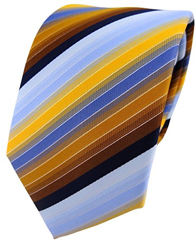 TigerTie Designer Krawatte in gelb orange braun blau silber marine gestreift