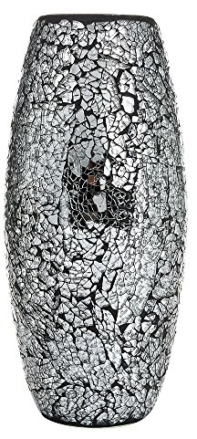 London Boutique Vase décoratif en mosaïque Noir Fait à la Main avec Paillettes en Verre Scintillant Cadeau (Noir)