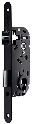 Vachette D4500-A40/N/SC - Serrure à encastrer à Cylindre, réversible, Noir | têtière bouts ronds, Axe à 40 mm - pour Porte de Bureau