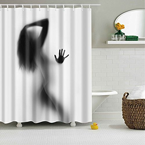 Zinsale Imperméable Impression numérique Rideau de Bain Polyester Mildiou résistant Rideau de Douche avec 12 Anneaux (Femme de l'ombre, 180x180cm)