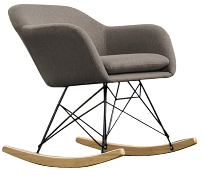 KAWOLA Schaukelstuhl Ergonomisch mit Stoffbezug Schaukelsessel Stella, Polyester & Eichenholz, Ideal für Wohnzimmer & Leseecken, Modernes Design & Komfortabel