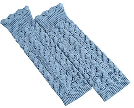 ACVIP Damen Lange Imitation Spitze Hohle Stulpen Beinstulpen Warme Legwarmers(Hellblau)