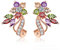 Uloveido Orecchini da donna placcati in oro rosa multicolore con cristalli austriaci art déco a forma di fiore, per ragazza, Y492, Ottone, Zirconia cubica