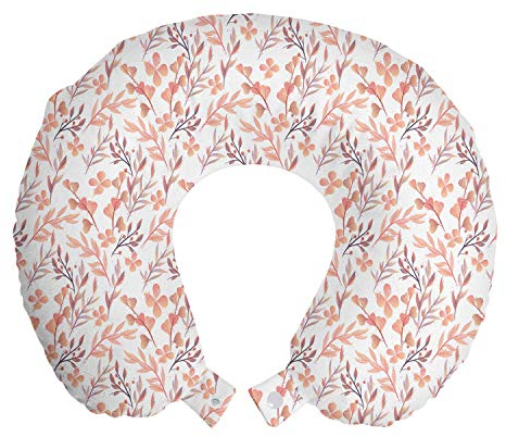 ABAKUHAUS Blumen Reisekissen Nackenstütze, Peachy Feminine Themen Blume, Schaumstoff Reiseartikel für Flugzeug und Auto, 30x30 cm, Pfirsich Blasses Violett Lachs