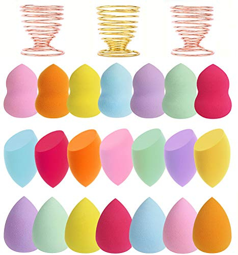 Abgream 24-Pack Makeup Sponge Set with Holders, 7 Colors