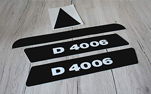 Deutz Aufkleber für Traktor D4006 Motorhaube lang Logo Emblem Sticker Label (schwarz/weiß schwarzer Balken & Dreieck)