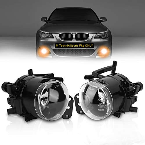 TangMiGe Nebelscheinwerfer für BMW 5er (E60 E61, 525i 525xi 528i 528xi 530i 530xi 535i 535xi 545i 550i), 07/2003-09/2010, Alle nur für M Paket Stoßstange/M Tech Sport, 1 Paar, Klar Objektiv