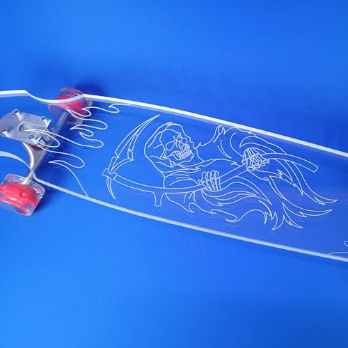 GHOST BOARDS Transparentes Longboard-Skateboard – Transparente Acryl-Langbretter mit leuchtenden LED-Rädern für reibungslose Fahrten – Fahren Sie stilvoll auf der Straße mit Longboard für Anfänger und