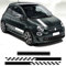 ZZMOQ Adesivo per Auto per Fiat 500, Strisce Adesivi Cappuccio Cofano Decorazione Sportiva in PVC, Nero