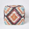 Homescapes Pouf im Boho-Look, pink und orange gemusterter Kelim-Fußhocker Manila, buntes Bodenkissen fürs Wohnzimmer oder Schlafzimmer aus Wolle und Baumwolle im Retro-Stil, 43 x 43 x 43 cm
