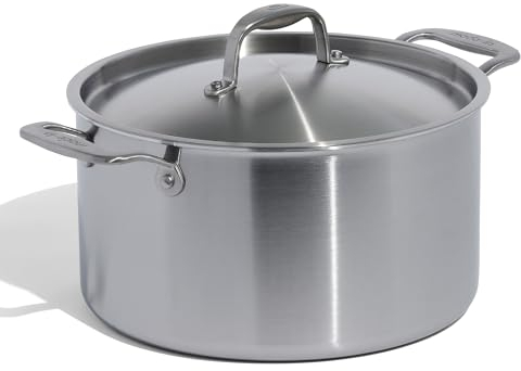 Made in Cookware - 8 Quart Stainless Steel Stock Pot with Lid - 5 Ply Stainless Clad - Professional Cookware - Made in Italy - Induction Compatible
