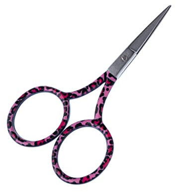 The Quilted Bear Stickschere im klassischen Stil, 8,9 cm (rosa Leopardenmuster) – scharfe Schere für Regenbogenfäden und Stoffe, Stickerei- und Feinarbeitsschere für präzises Schneiden