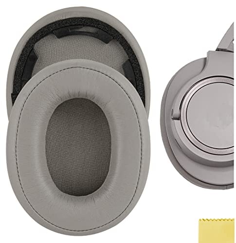 Geekria QuickFit Protein Leather Replacement Ear Pads for Audio-Technica ATH-SR50BT Headphones Ear Cushions, Headset Earpads, Ear Cups Repair Parts (Gold)