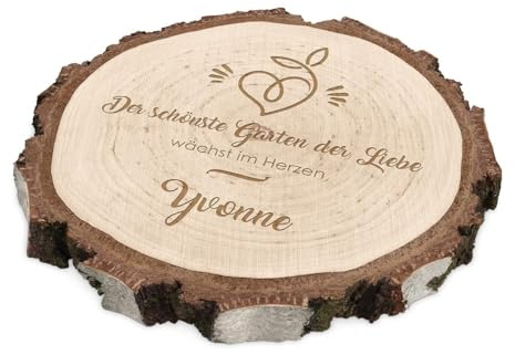 Maverton runde Deko Holzscheibe mit Gravur, Untersetzer aus Birkenholz | Baumscheibe personalisiert, Deko Untersetzer, natürliche Birkenscheibe, zum Geburtstag für Frauen, Garten