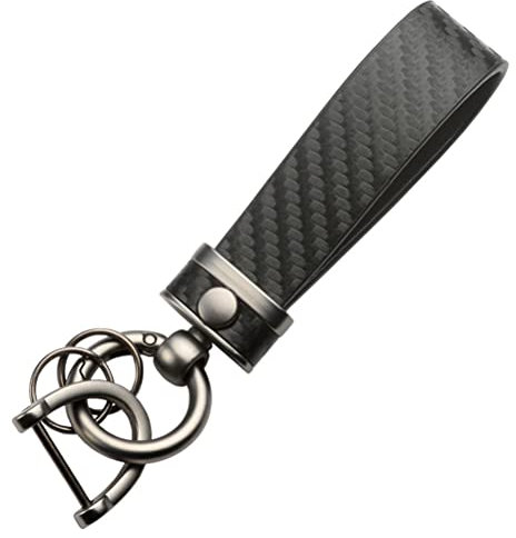 WINBST Kohlefaser Schlüsselanhänger, Carbon Key Ring Auto Schlüsselanhänger 360 Grad drehbarer Mikrofaser PU-Leder Schlüsselanhänger Universal Schlüsselanhänger