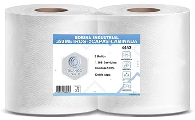 Bobina Papel Industrial Blancoplata (2 Bobinas de 350m, 6kg en total)