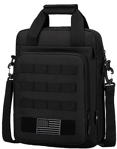 ZHIERNA Taktische Aktentasche, Laptop-Messenger-Tasche, strapazierfähige MOLLE-Schultertasche, Handtasche für Herren, Schwarz, Free Size, Malitary Tragetasche