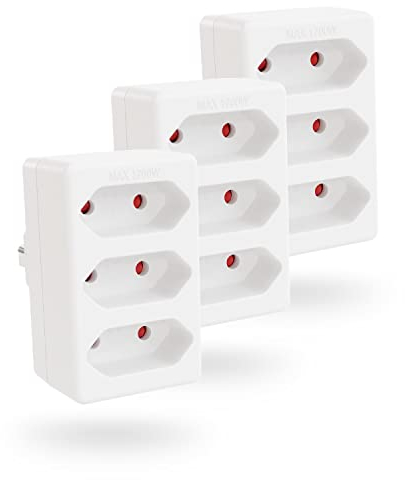 greate 3X 3fach Mehrfachstecker für Steckdose bis zu 1700W - Steckdosenverteiler 3-Fach, Dreifachstecker für Steckdose, Steckdosenadapter 3fach, Multistecker, Steckeradapter 3fach, Mehrfach Stecker