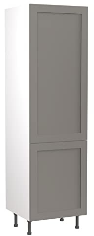 Kitchen Kit Flatpack Tall Cabinet - Shaker Door - Screwless Quick Build Kitchen Unit - Larder Unit - 600x2120mm - Dust Grey Matt