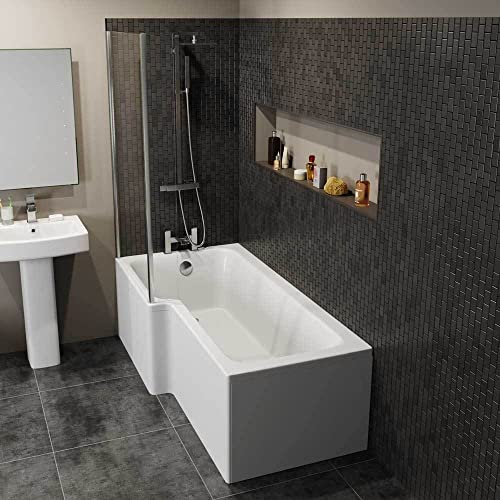 Ceramica Modern 1500mm L Shaped Left Hand Shower Bath Only Bathtub Acrylic Bathroom Tub