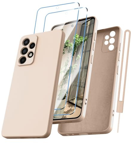 Kukiwhy Coque pour Samsung A53 5G, avec 2 Verre Trempé Samsung A53 5G Protection Film Protection écran Anti Rayures Silicone TPU Antichoc Housse,Kaki