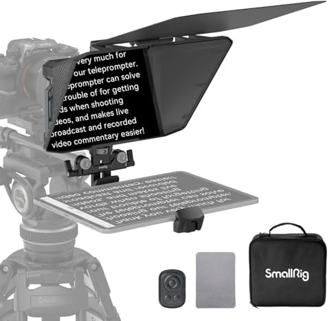 SMALLRIG Teleprompter für iPad für Android-Tablets bis zu 11 Zoll, Nicht für Smartphones, kleine GoGo-APP unterstützt PDF Picture Word TXT, muss mit 15 mm LWS Grundplatte für spiegellose DSLR – 3646