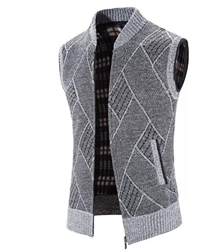 VPQILH Maglione Gilet da Uomo Cardigan con Scollo a V, con Cerniera in Lana Cachemire in Senza Maniche Maglieria Cardigan Lavorato a Maglia Zip Maglia Casual Autunno Inverno Canotte Top