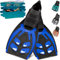 Khroom Flossen Erwachsene Gr. 36-47 - Hochwertig, Made in Italy, Schwimmflossen zum Schnorcheln & Tauchen, Unisex verstellbare Schnorchelflossen / Taucherflossen Damen & Herren (Blau-Schwarz, 36-41)