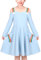 Sunny Fashion Mädchen Kleid Blau Regenbogen Wolke Spaghetti Halfter Gurt Tasche Täglich Schule Gr. 134,Blaue Regenbogenwolke,134