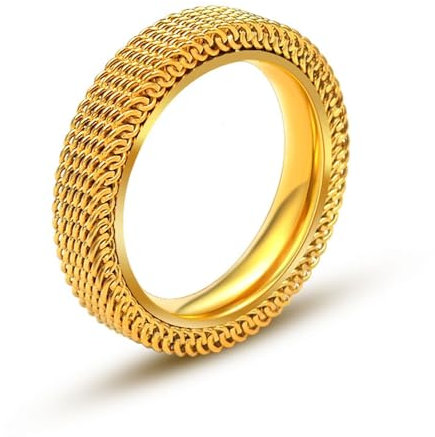 Skcess Edelstahl Herren Ring, Herren Ring Gold 4 Mm Doppelschicht Ringe für Herren Männer Größe 60 (19.1)