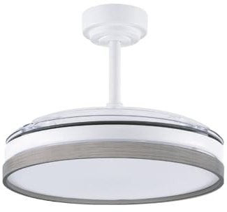 wonderlamp - Ventilador LED aspas plegables Tamero Ceniza 72W con Modo luz de noche y CCT 3000-4000-6000K