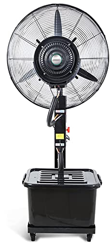 Oszillierender Ventilator mit Nebelset, großer industrieller Luftbefeuchter mit Sprühkühlung für den Innenbereich, 3 Kühlgeschwindigkeiten mit hoher Drehzahl, höhenverstellbar, ideal für Hinterhöfe