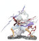 REOZIGN Zeichen D. Luffy Figur, Gear 5 Sun God Nika Luffy Holding Thunderbolt Character Figuren, 25 cm / 9,8 Zoll PVC Figur, handgefertigt, Dekoration von Statuen