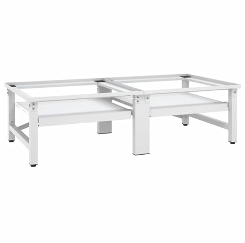 Homgoday Arredamento Supporto Lavatrice e Asciugatrice con Mensola Estraibile Bianco, Mobili per Casa Interno Esterno Soggiorno Camera da Letto