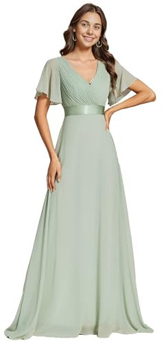 Ever-Pretty Robe de Soirée en Double V-col et Manches Courtes Violet Clair Rose 52