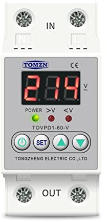 Disjoncteur,Disjoncteur Différentiel Rail DIN 4 0A 60A ON / OFF Dispositif de reconnexion automatique de périphérique de la tension sur la tension de la tension avec affichage de la tension(60A)