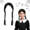 Mittwoch Perücke, Perücke Mittwoch Kinder, Schwarze Geflochtene Perücken, A-ddams Cosplay Perücke, Perücken Zopf für Frauen, Mittwoch Kostüm Cosplay für Party Fasching Karneval Halloween