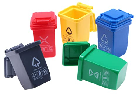 BESTonZON 5 Piezas Mini Bote De Basura Modelos De Cubo De Basura Miniatura para Casa De Muñecas Decoración De Mesa Adorno para Casa De Muñecas