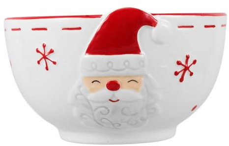 LABRIMP De Cerámica Santa Claus Para Navidad Cuenco Multifuncional Para Ensaladas y Snacks y Celebraciones Navideñas Decoración y